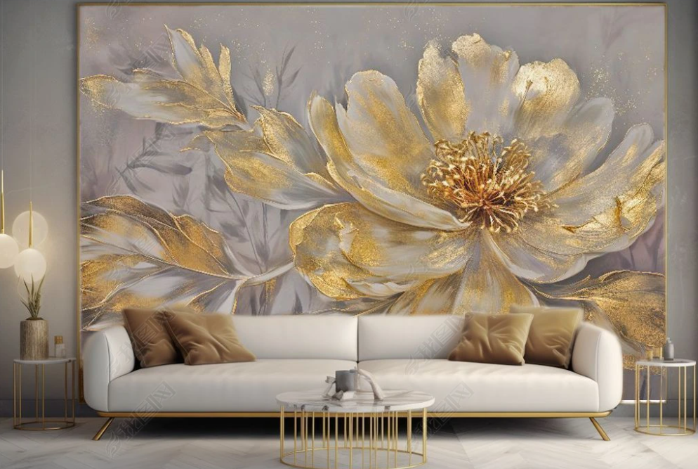 3D Stereoscopic Golden Flower Golden Wall Mural Wallpaper YXL 406- Jess Art Decoration