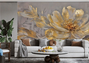3D Stereoscopic Golden Flower Golden Wall Mural Wallpaper YXL 406- Jess Art Decoration