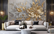 3D Stereoscopic Golden Flower Leaf Wall Mural Wallpaper YXL 408- Jess Art Decoration