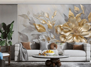 3D Stereoscopic Golden Flower Leaf Wall Mural Wallpaper YXL 408- Jess Art Decoration