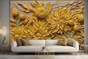 3D Flowers Stereoscopic Relief Yellow Chrysanthemum Wall Mural Wallpaper YXL 1886