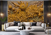 3D Flowers Stereoscopic Relief Yellow Chrysanthemum Wall Mural Wallpaper YXL 1886