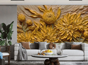 3D Flowers Stereoscopic Relief Yellow Chrysanthemum Wall Mural Wallpaper YXL 1886