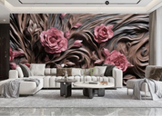 3D Flowers Stereoscopic Relief Pink Rose Wall Mural Wallpaper YXL 1889