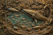 3D Animal Relief Whale Stereoscopic Wall Mural Wallpaper YXL 1893