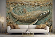 3D Animal Relief Whale Stereoscopic Wall Mural Wallpaper YXL 1894