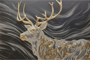 3D Animal Wapiti Golden Relief Wall Mural Wallpaper YXL 1900