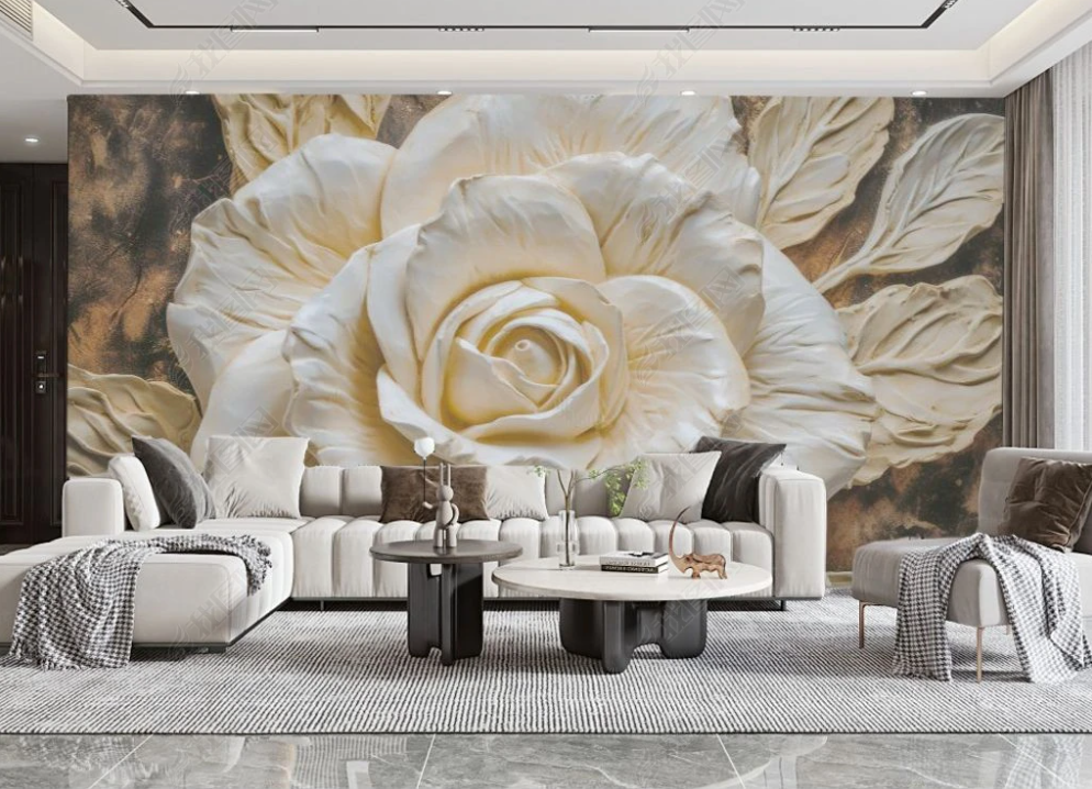 3D Flowers Stereoscopic Relief Rose Wall Mural Wallpaper YXL 1904