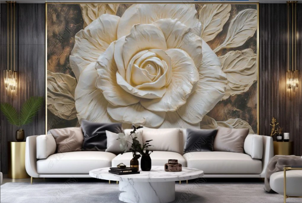 3D Flowers Stereoscopic Relief Rose Wall Mural Wallpaper YXL 1904