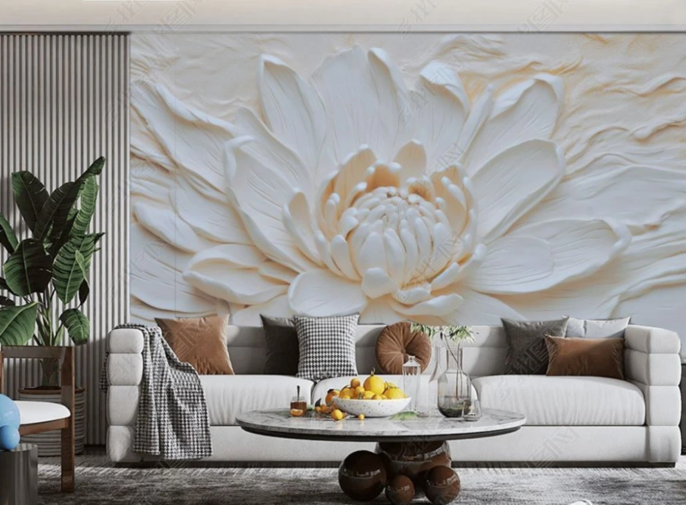 3D Flowers Stereoscopic Rose White Wall Mural Wallpaper YXL 1909
