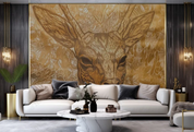 3D Animal Deer Leaf Line Wall Mural Wallpaper YXL 1910