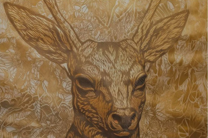 3D Animal Deer Leaf Line Wall Mural Wallpaper YXL 1910