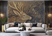 3D Animal Wapiti Flower Retro Wall Mural Wallpaper YXL 1912