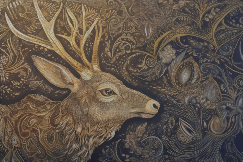 3D Animal Wapiti Flower Retro Wall Mural Wallpaper YXL 1912