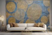 3D Geometric Round Line Golden Wall Mural Wallpaper YXL 1916