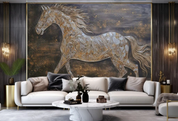 3D Animal Horse Golden Wall Mural Wallpaper YXL 1922