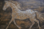 3D Animal Horse Golden Wall Mural Wallpaper YXL 1922
