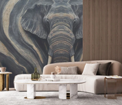 3D Art Elephant Gray Texture Wall Mural Wallpaper YXL 1941