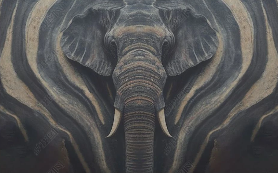 3D Art Elephant Gray Texture Wall Mural Wallpaper YXL 1941