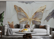 3D Marble Art Butterfly Line Wall Mural Wallpaper YXL 1942