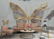 3D Marble Art Butterfly Line Wall Mural Wallpaper YXL 1942