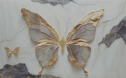 3D Marble Art Butterfly Line Wall Mural Wallpaper YXL 1942
