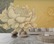 3D Floral Lotus Yellow Line Wall Mural Wallpaper YXL 1954