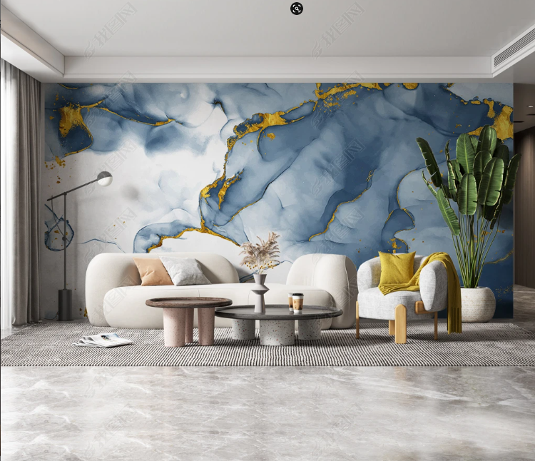 3D Marbling Ripple Wave Rock Beam Blue Wall Mural Wallpaper YXL 1975