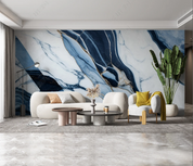 3D Marbling Ripple Wave Rock Beam Figure Blue Wall Mural Wallpaper YXL 1979