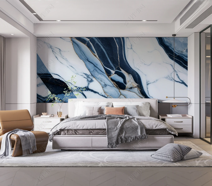 3D Marbling Ripple Wave Rock Beam Figure Blue Wall Mural Wallpaper YXL 1979