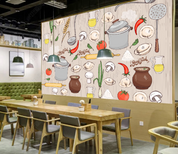 3D Freehand Sketching Fine Food Vegetable Beverages Wall Mural Wallpaper YXL 1985