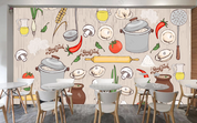 3D Freehand Sketching Fine Food Vegetable Beverages Wall Mural Wallpaper YXL 1985