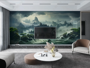 3D Scenery Mountain Bird Cloud Grassland Wall Mural Wallpaper YXL 1992