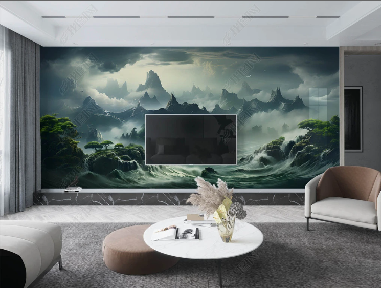 3D Scenery Mountain Bird Cloud Grassland Wall Mural Wallpaper YXL 1992