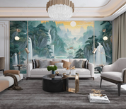 3D Landscape Painting Mountain Tree Sun Wall Mural Wallpaper YXL 1999