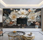 3D Floral Stereoscopic White Magnolia Flower Wall Mural Wallpaper YXL 2007