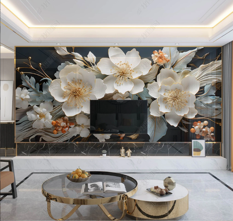3D Floral Stereoscopic White Magnolia Flower Wall Mural Wallpaper YXL 2007