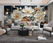 3D Floral Stereoscopic White Magnolia Flower Wall Mural Wallpaper YXL 2007