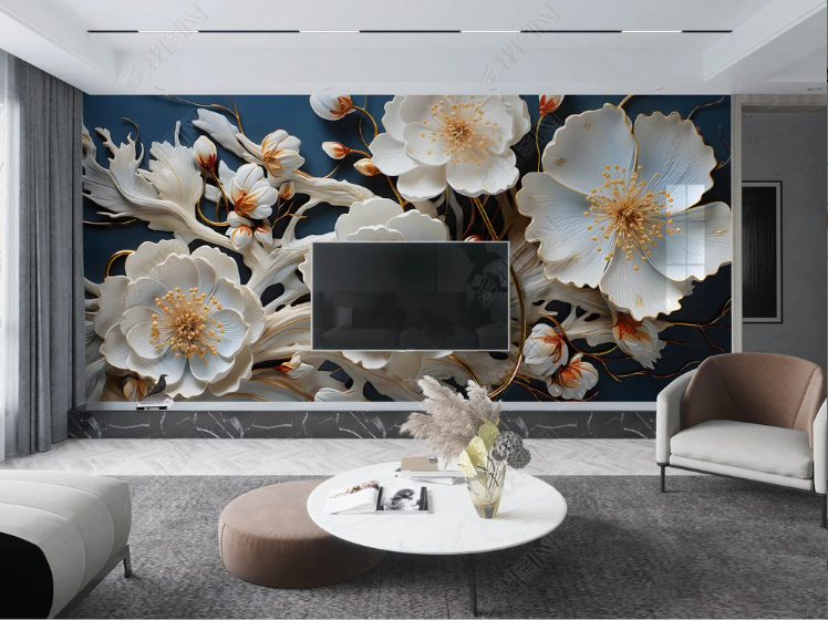 3D Floral Stereoscopic White Magnolia Flower Wall Mural Wallpaper YXL 2008