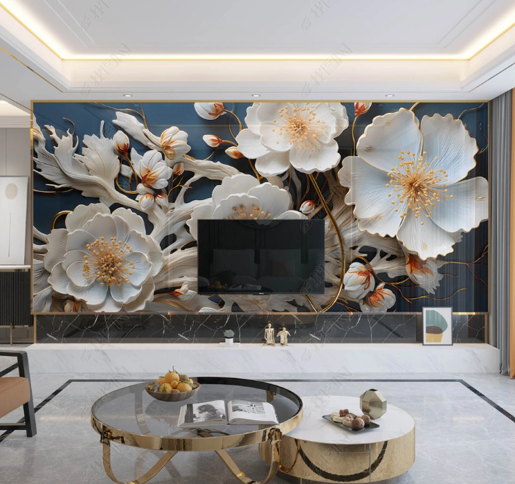 3D Floral Stereoscopic White Magnolia Flower Wall Mural Wallpaper YXL 2008