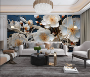 3D Floral Stereoscopic White Magnolia Flower Wall Mural Wallpaper YXL 2008