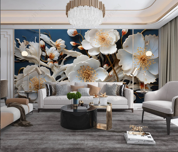 3D Floral Stereoscopic White Magnolia Flower Wall Mural Wallpaper YXL 2008