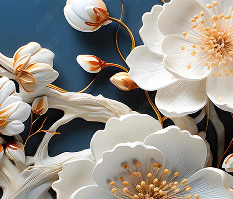3D Floral Stereoscopic White Magnolia Flower Wall Mural Wallpaper YXL 2008