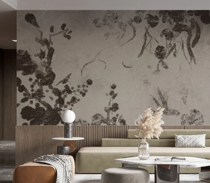 3D Abstract Leaf Gray Bird Wall Mural Wallpaper YXL 2025