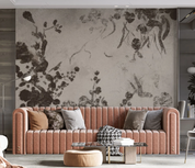 3D Abstract Leaf Gray Bird Wall Mural Wallpaper YXL 2025
