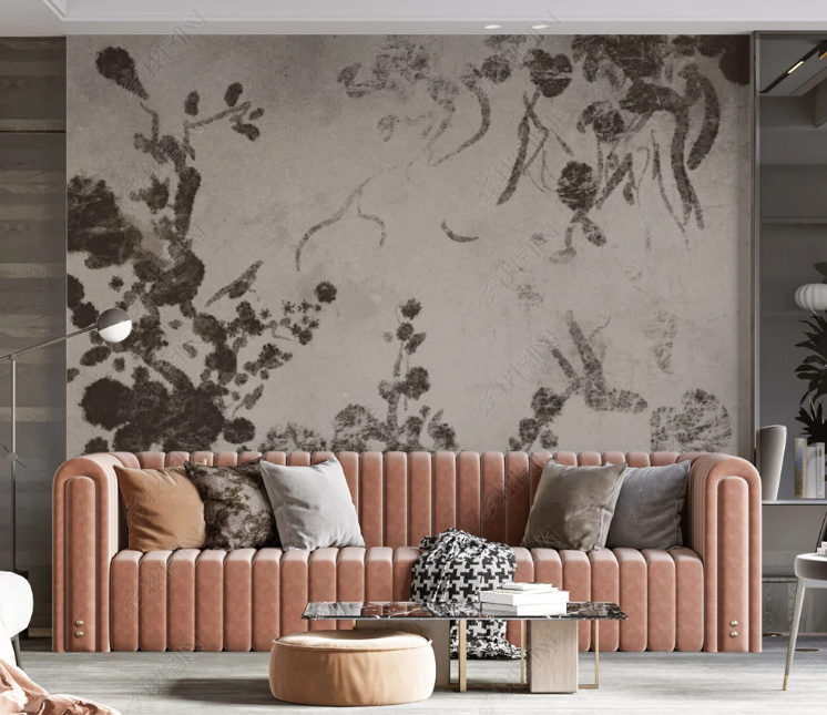3D Abstract Leaf Gray Bird Wall Mural Wallpaper YXL 2025