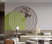 3D Geometric Round Line Deer Head Wall Mural Wallpaper YXL 2028