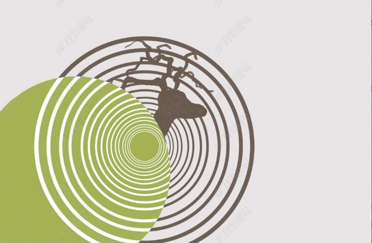 3D Geometric Round Line Deer Head Wall Mural Wallpaper YXL 2028