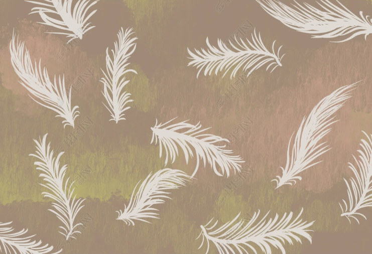 3D Feather Ginger Wall Mural Wallpaper YXL 2035