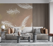 3D Feather Ginger Wall Mural Wallpaper YXL 2035